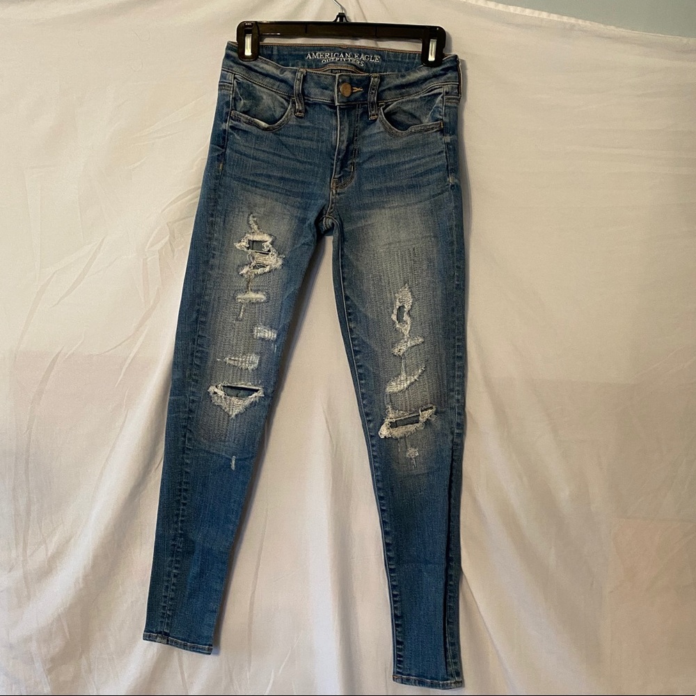 American Eagle ripped layer jeans